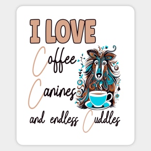 I Love Coffee Canines and Cuddles Shetland Sheepdog Owner Funny Sticker